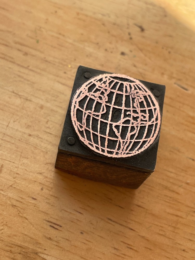 Printing Letterpress Printers Block Copper Globe (165)