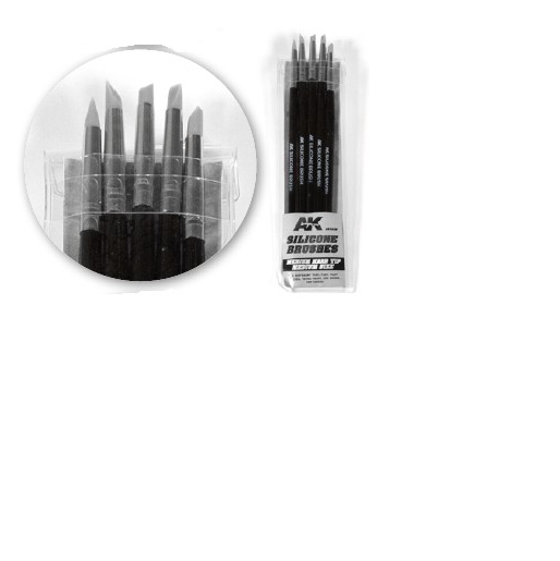 5 Medium Hard Tip Medium Size Silicone Brushes AK Interactive AK9086 Hobby Tool
