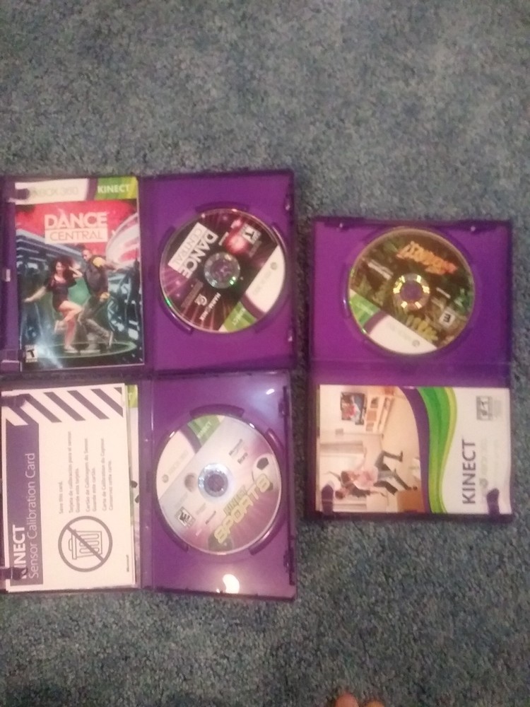 Xbox 360 Kinect Sensor Bar & 3 Games Lot