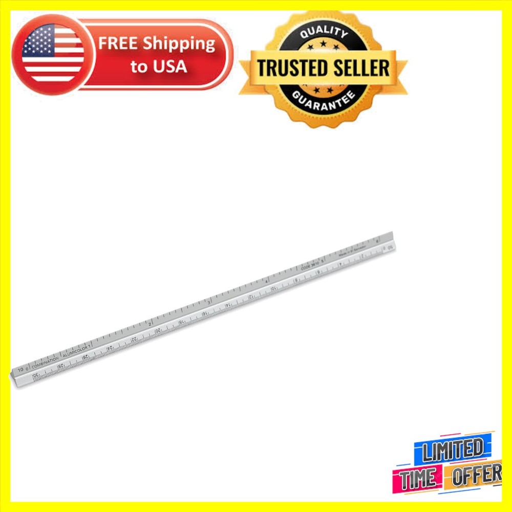 6-Inch Silver Triangular Combination Scale - Durable and Accurate Measuring Tool