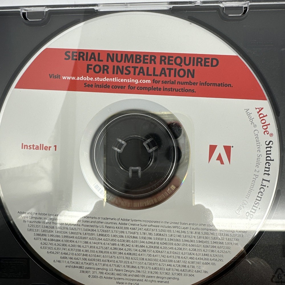 Adobe Creative Suite 2 Premium Mac Student Licensing Disc Set Only VG