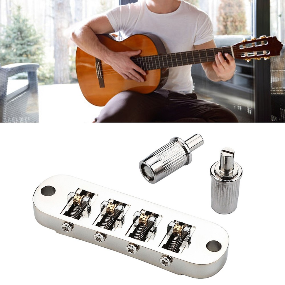 Roller Saddle Bridge Replacement Lightweight 4 String Guitar Bridge For HPGF