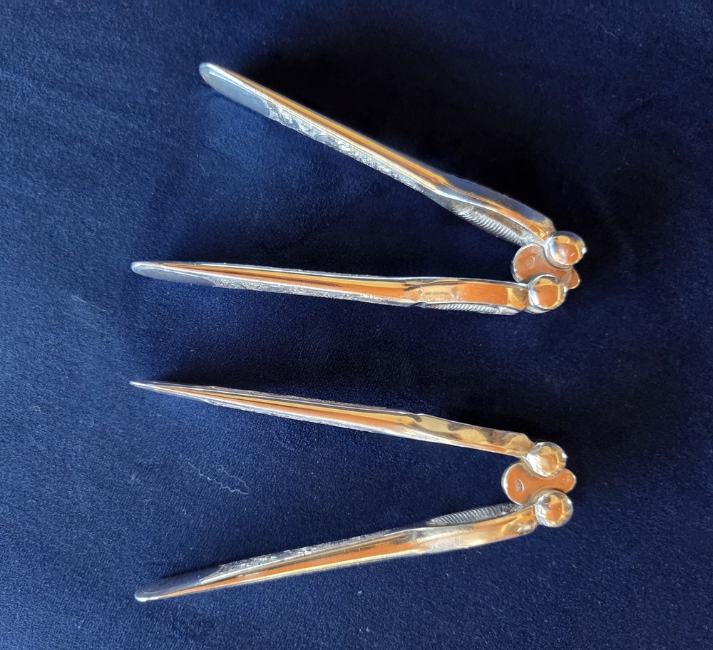 Pair Vintage Intricately Patterned Silverplated Nut Crackers WH Great Shape