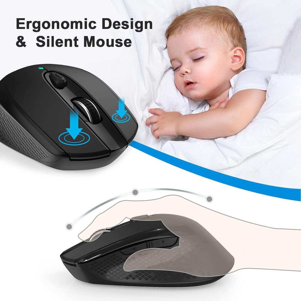 USB C Wireless Mouse, Type C Silent Mouse for Macbook Air/Pro, 2.4G Cordless Com