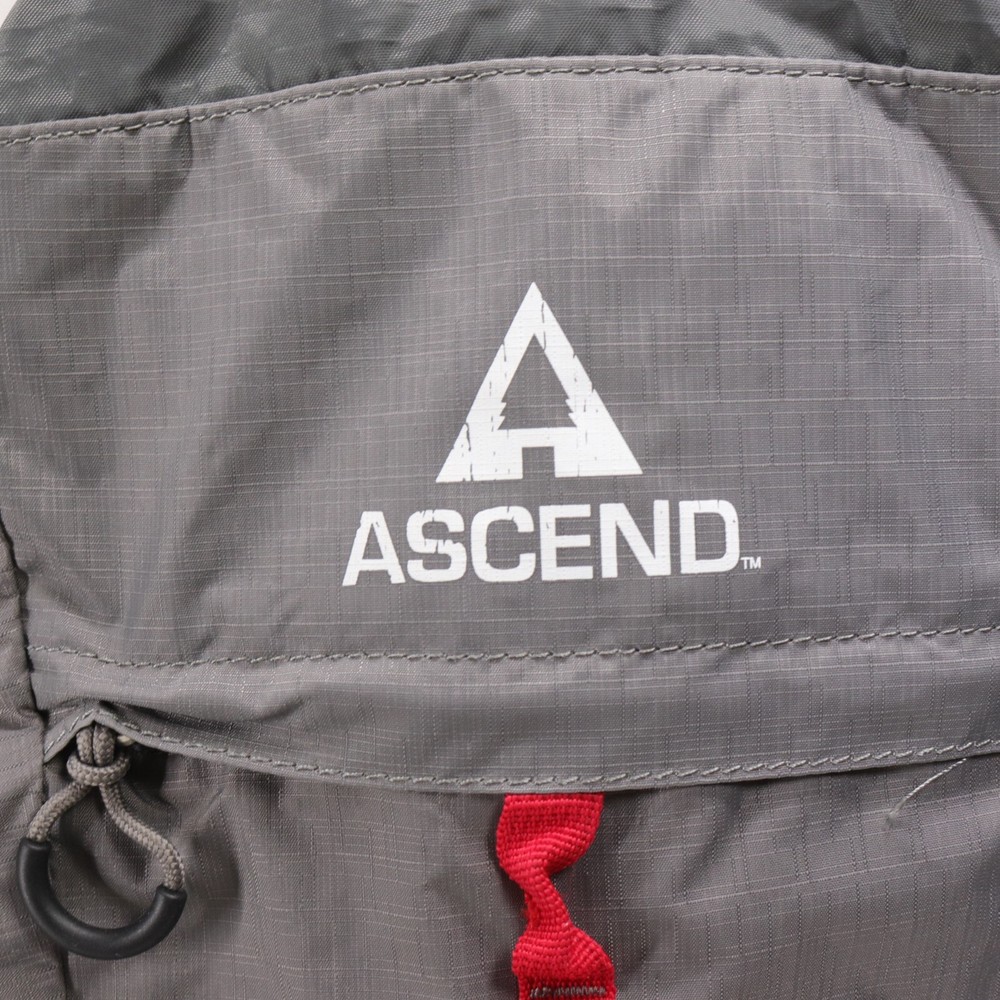 Ascend Backpack Water Resistant Hiking Light Pack Drawstring Folding Gray Nylon