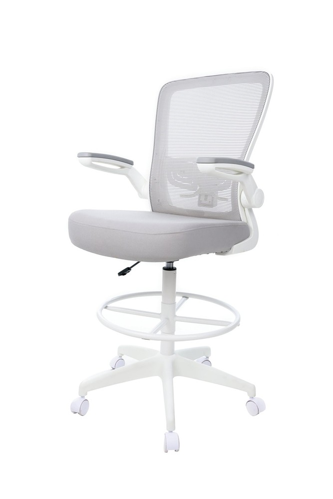 Boss Grey Mesh, Flip Arm, Stool MODEL # B16366WT-GY