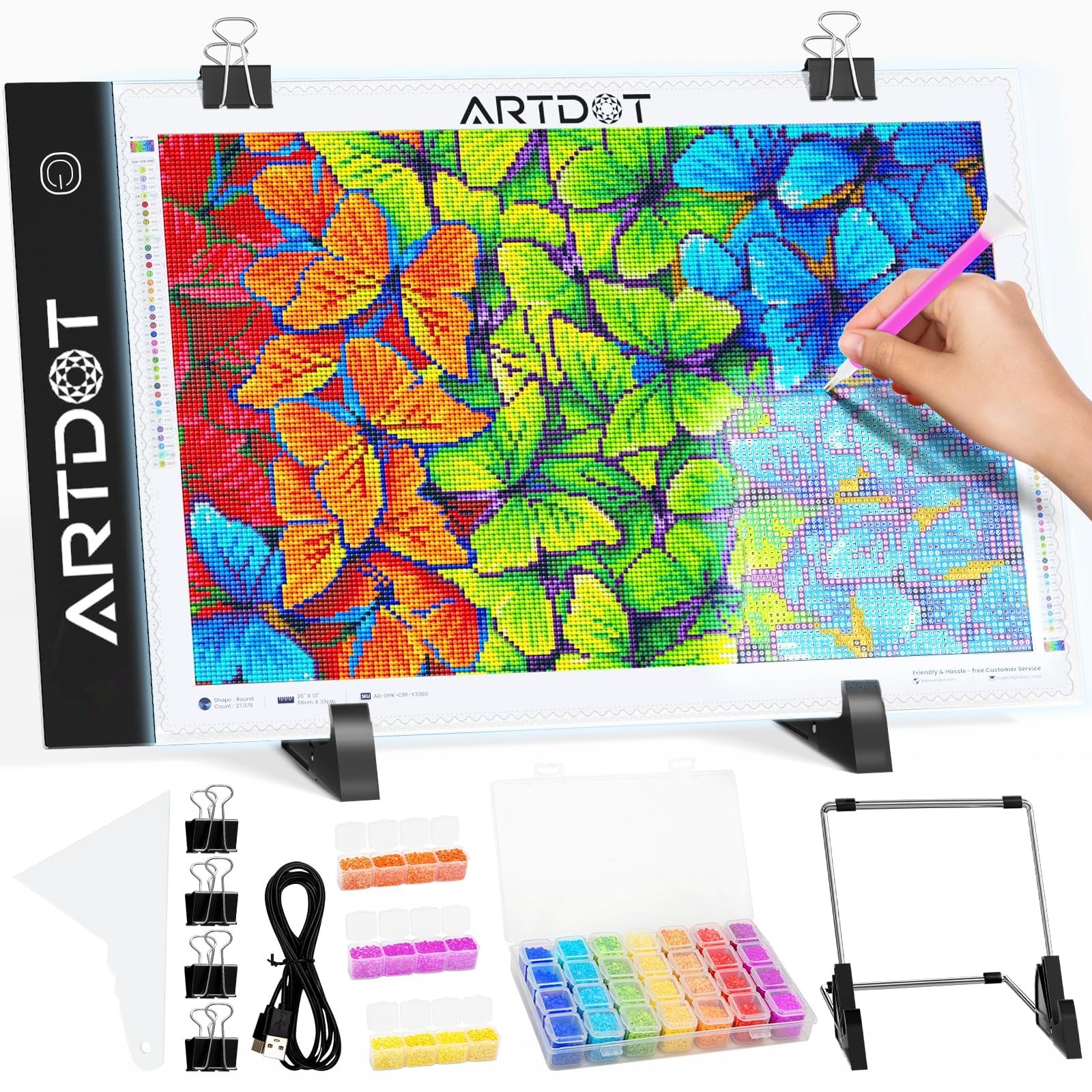 ARTDOT A4 LED Light Pad for Diamond Painting Kits for Adults, USB Powered