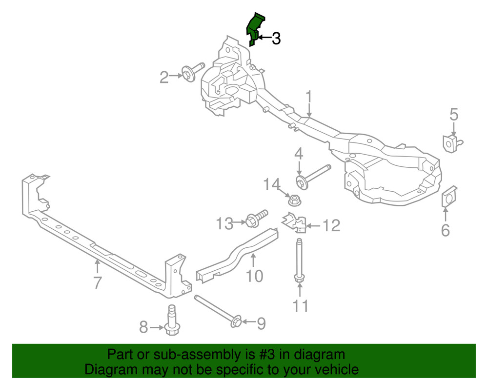 Genuine Ford Radiator Support Tie Bar Bracket EJ7Z-16054-A