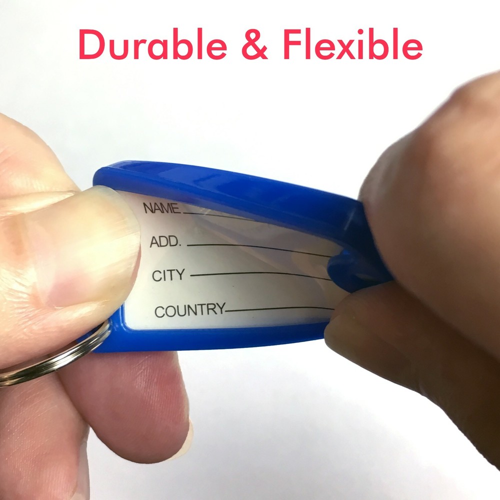 100pack Tough Plastic Key Tags with Split Ring Label Window, Coded ID Tags