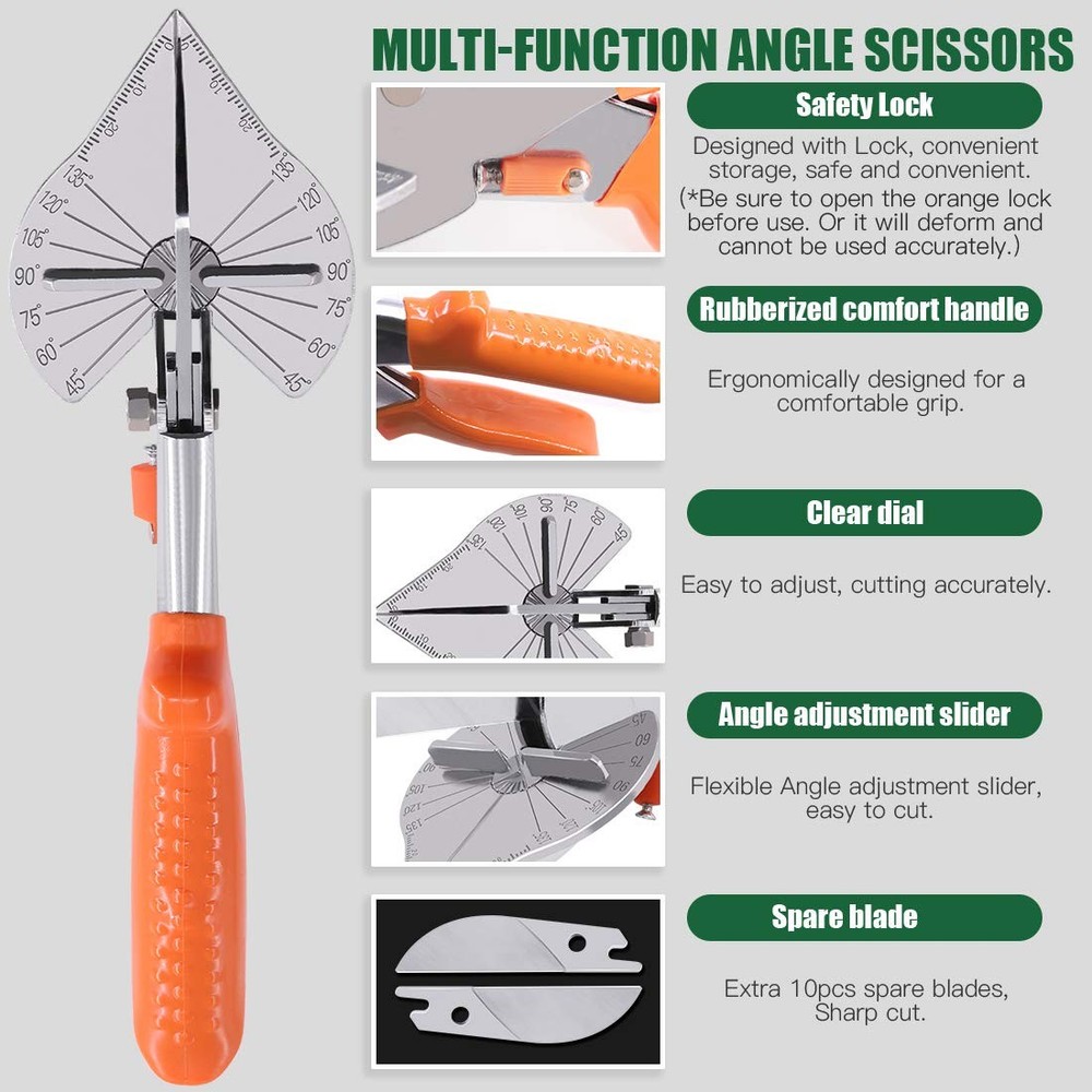 7Pcs Multi Angle Miter Shear Cutter, Multifunctional Trunking/Miter Shears wi...