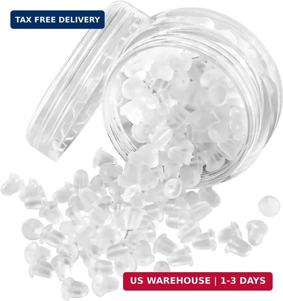 Rubber Earring Backs Soft Clear Earring Backings for Studs Hypoallergenic Silico