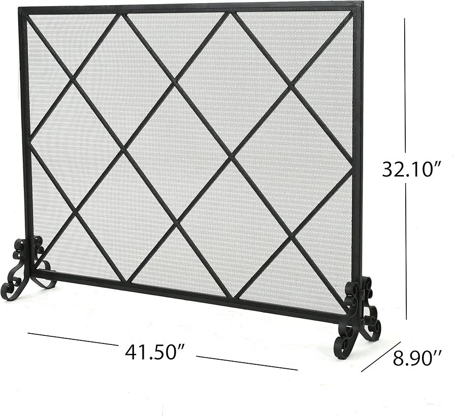Christopher Knight Home Howell Single Panel Iron Fireplace Screen, Black