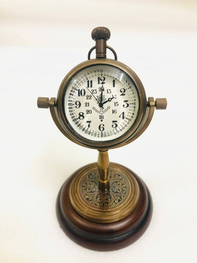Personalized 6" Brass Engraved Table Clock, Classic Victorian Desk Clock