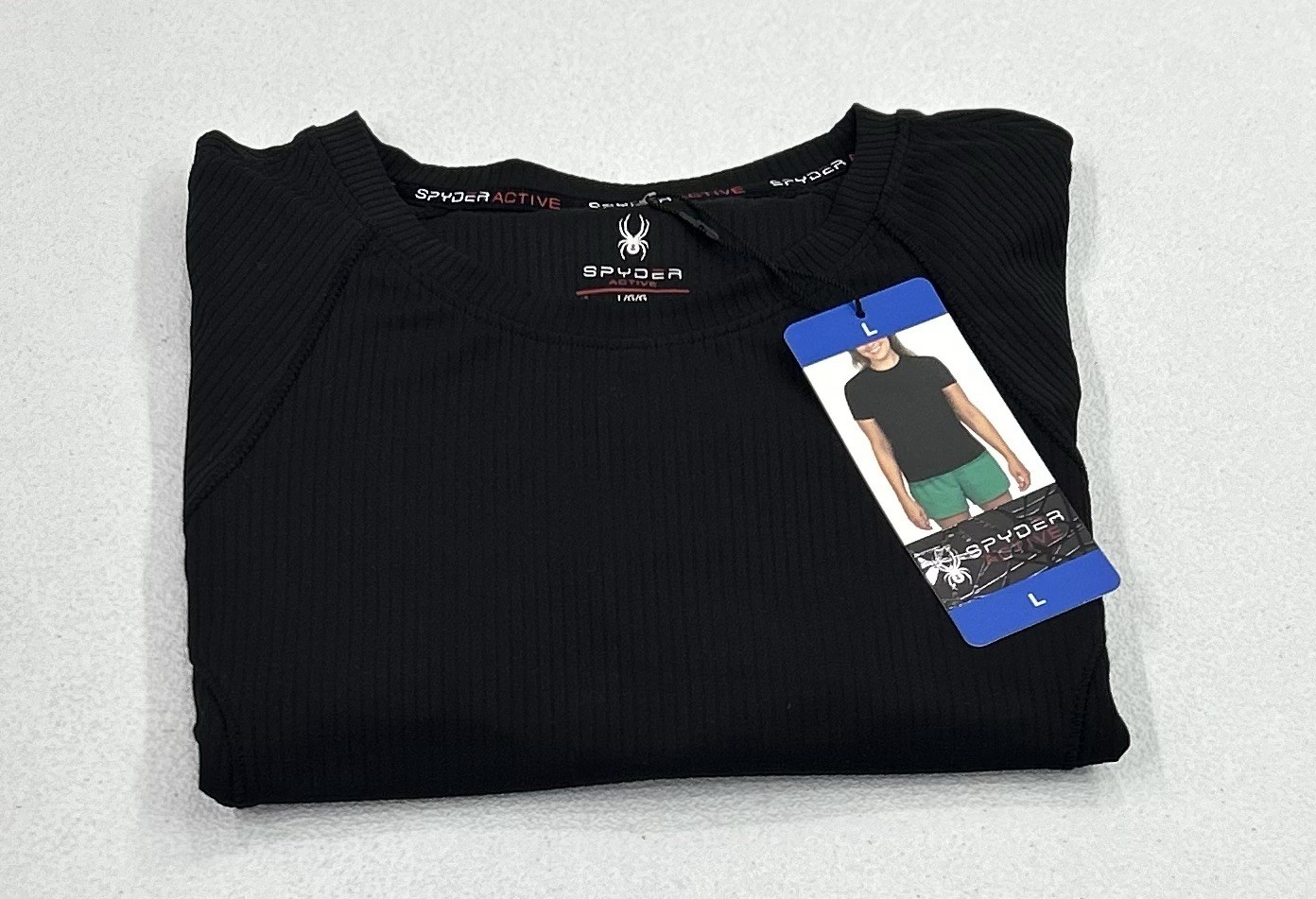 Spyder Women's Active Ribbed Short Sleeve Tee, Black, Size L