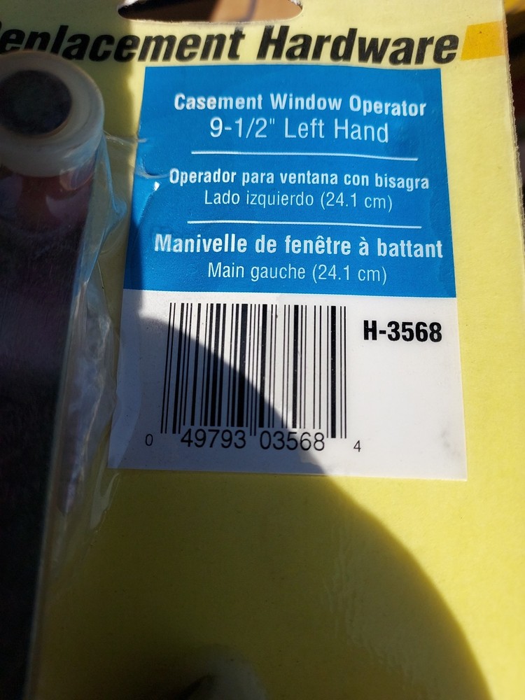 2 Slide-Co Casement Window Operator 9 1/2" Left Hand
