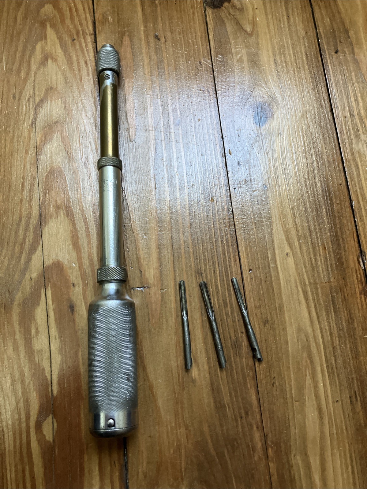 Vintage North Bros. Yankee No. 41 Push Drill with 3 Bits