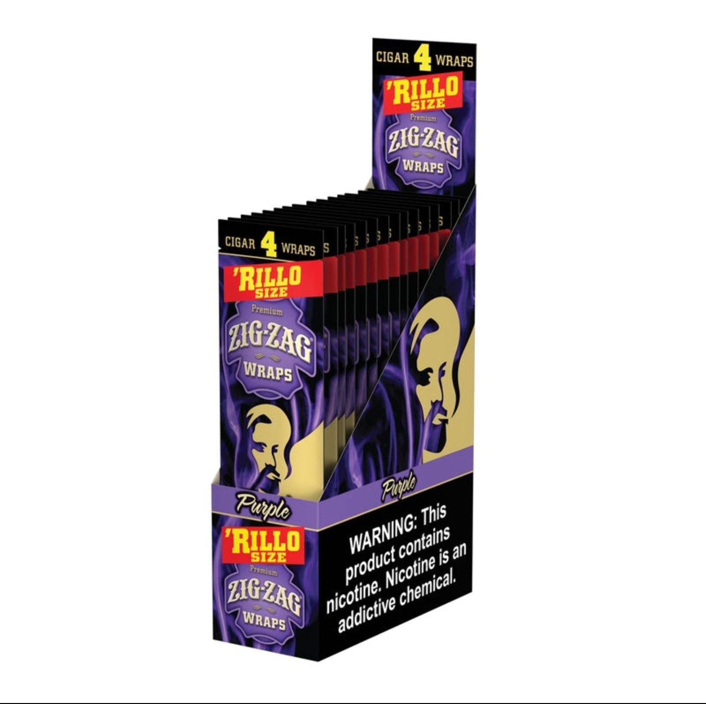 ZIg Zag Cigar Wraps Rolling Size Purple- 4 Count (Pack of 15)