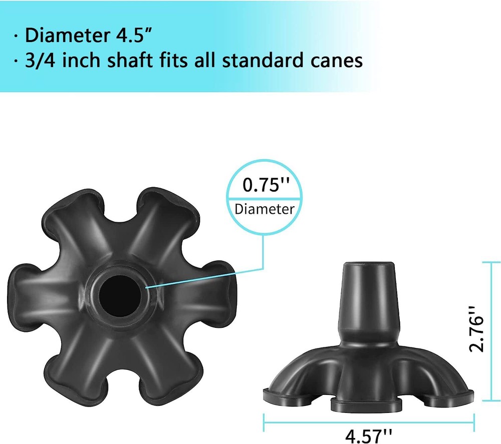 3/4 Inch 6 Support Self Standing Cane Tip Walking Canes Feet Base Replacement