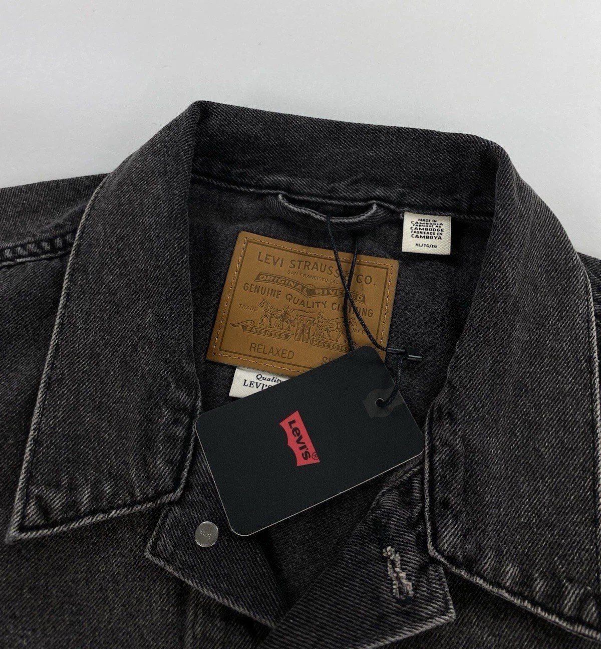 NEW Levi's Strauss Premium Relaxed Fit Denim Trucker Vest Night Owl Black