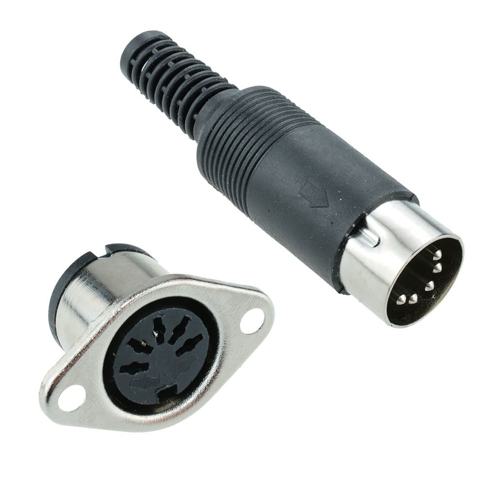 Pair 5-Pin DIN Panel Mount Socket + Plug Connector