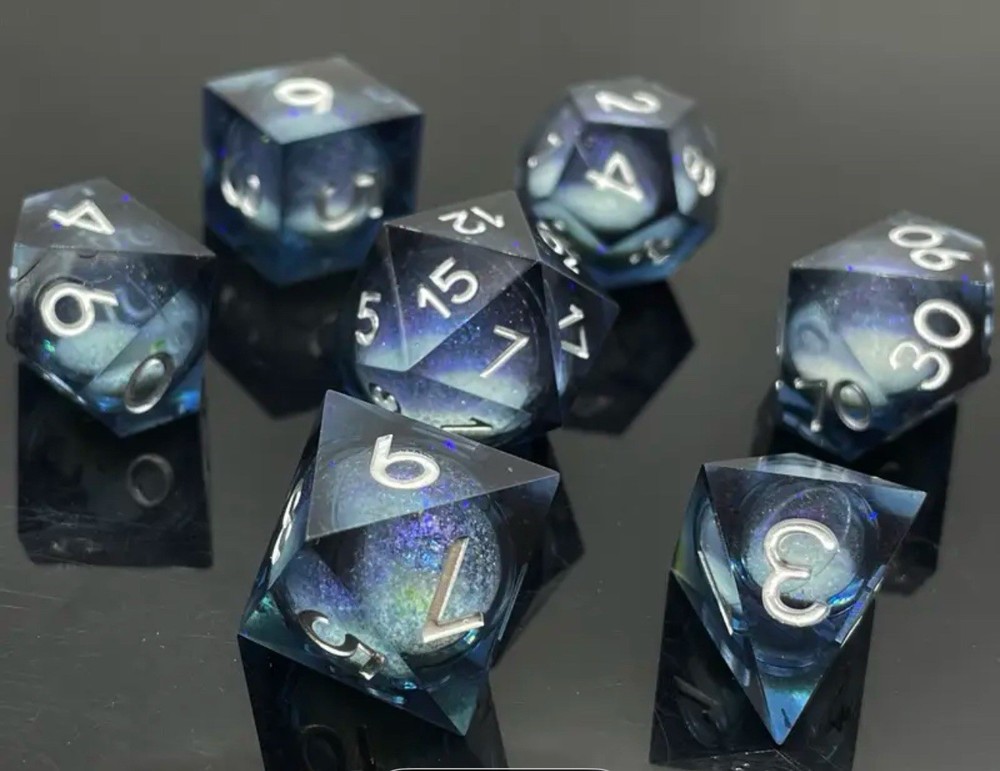 Space Dice Super Nova Polyhedral Sharp Edge Dice D&D Premium Resin DND Dice Set