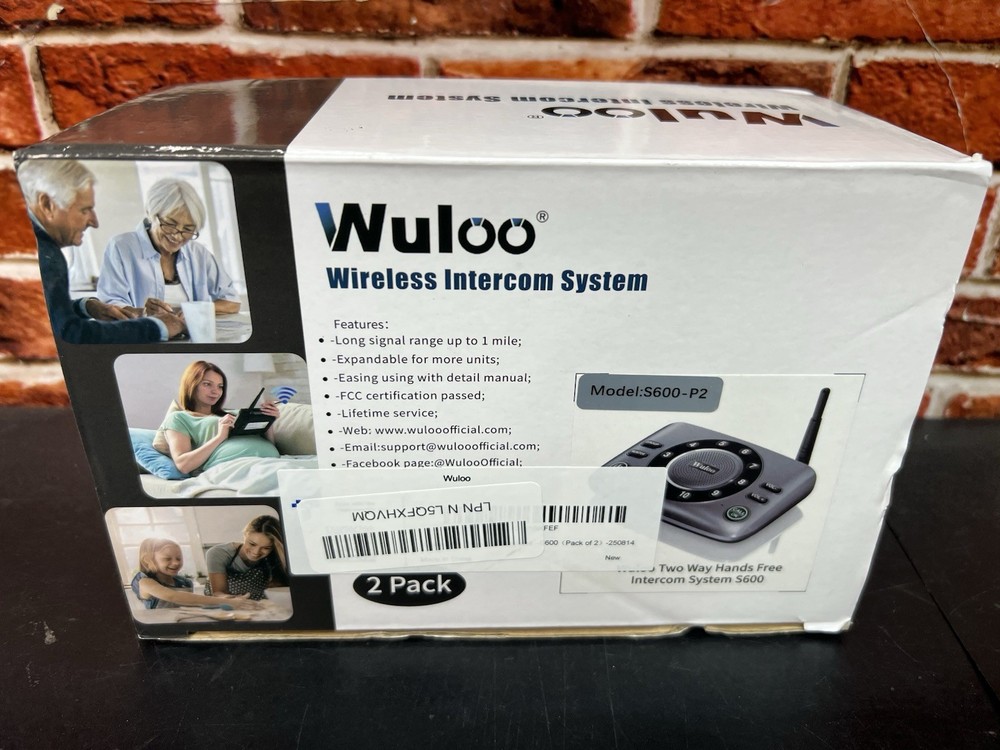 Wuloo S600-P2 Wireless Intercom 2 Pack Full Duplex 1 Mile Range