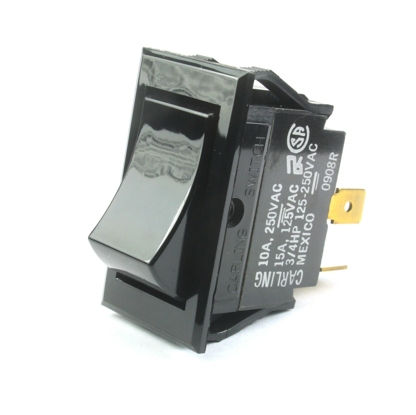 Carling Rocker Switch SPST 10A, 250VAC, 15A, 125VAC, 3/4 HP Basic ON OFF