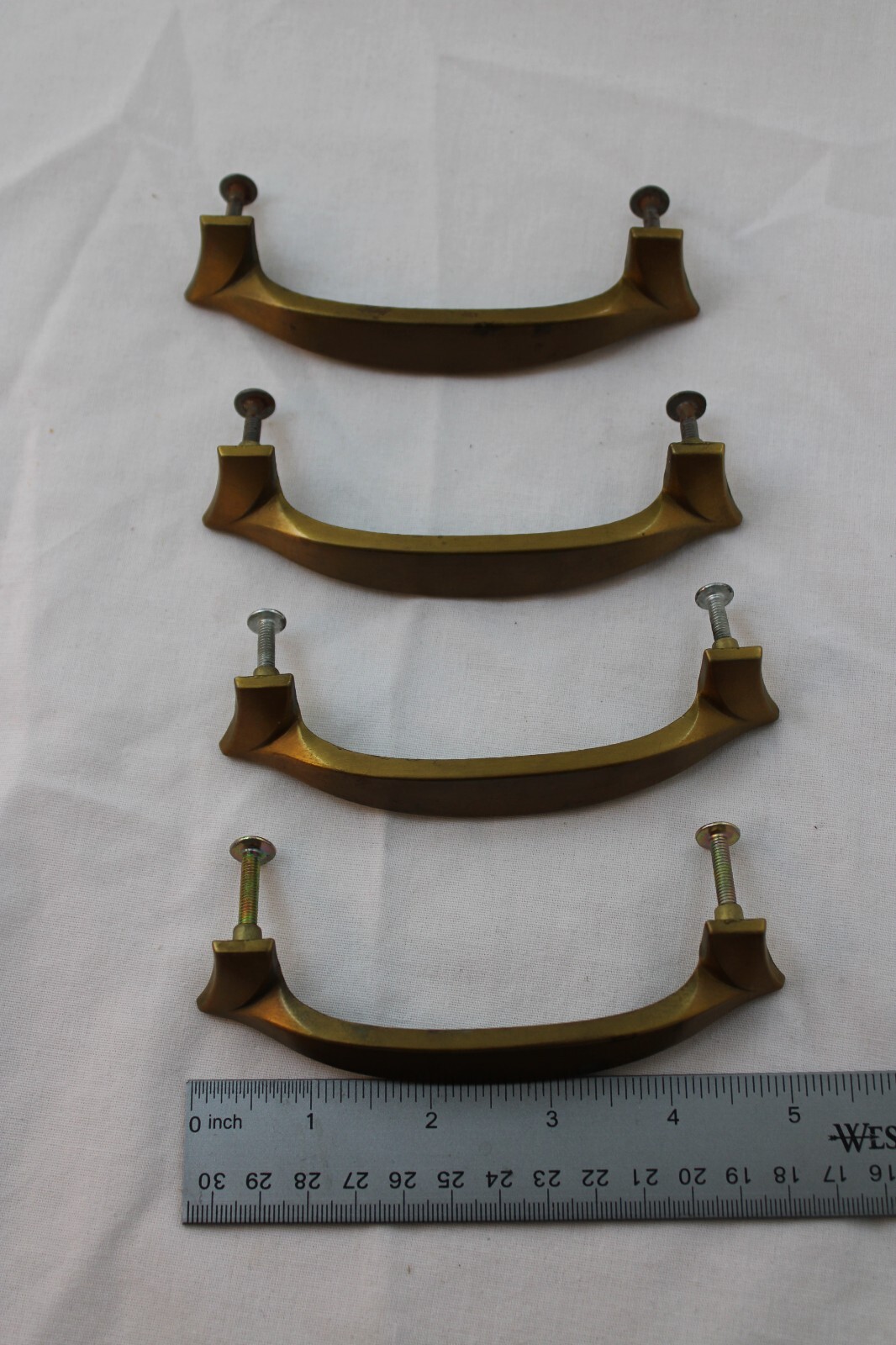 5 Vintage Keeler Brass Co Drawer Pulls Cabinet Handles MCM 7641 (4) & 7642 (1)