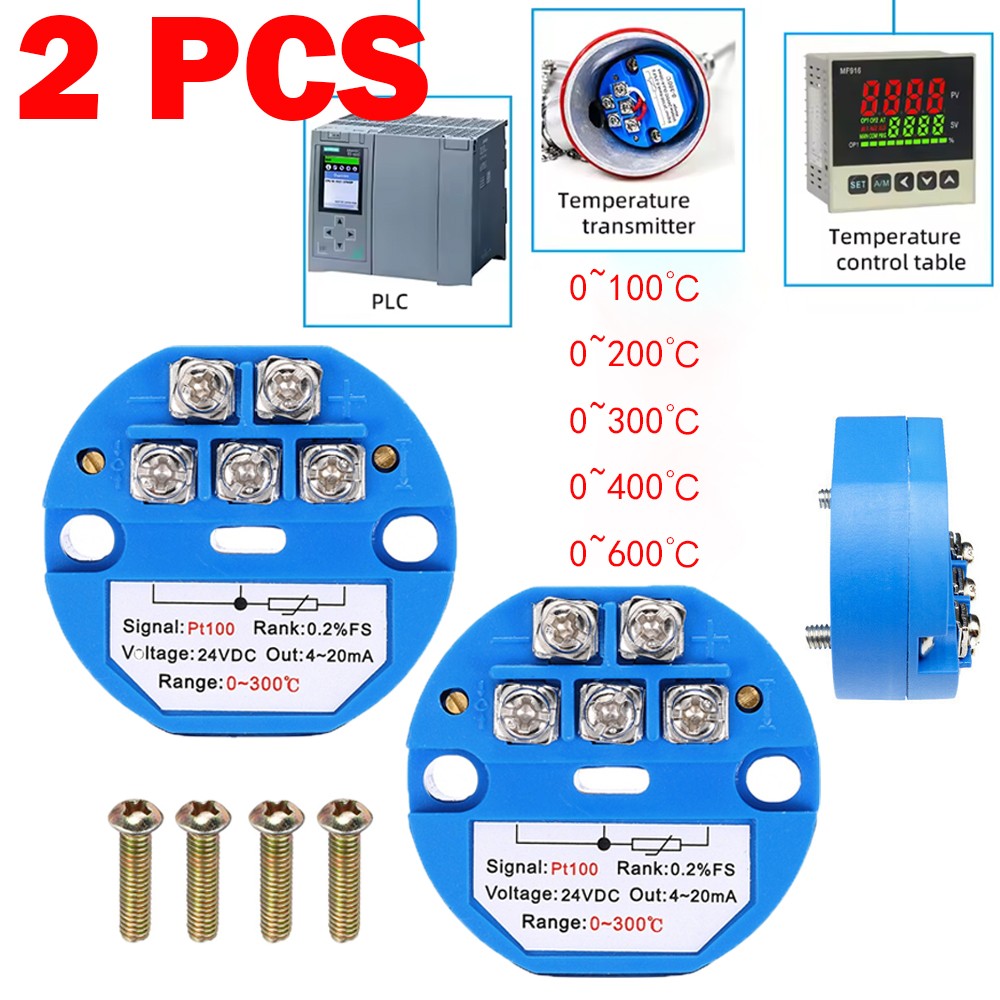 2PCS 4-20MA Temperature Sensor Transmitter Module PT100 Transmitter Module