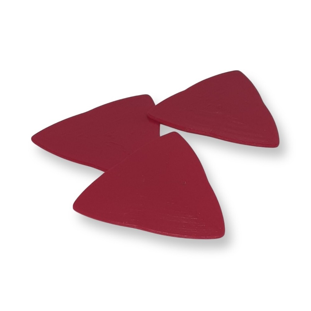 3-Pack Triangle Guitar Picks 0.80mm Medium Thickness, Color Red, Ecofriendly