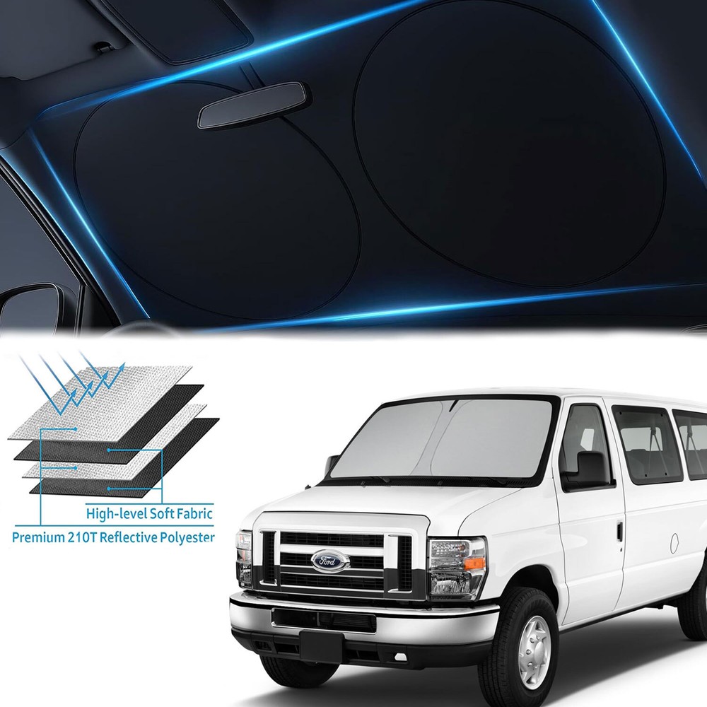 For Ford E Series E-150 E-250 E-350 E450 Van 1992-2025 Windshield SunShade Visor
