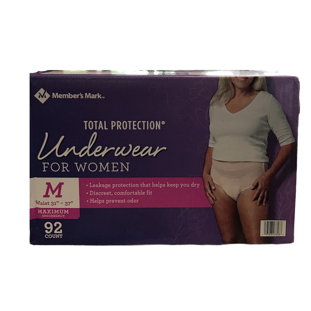 Member's Mark Total Protection Underwear for Women, Medium (92 Count)