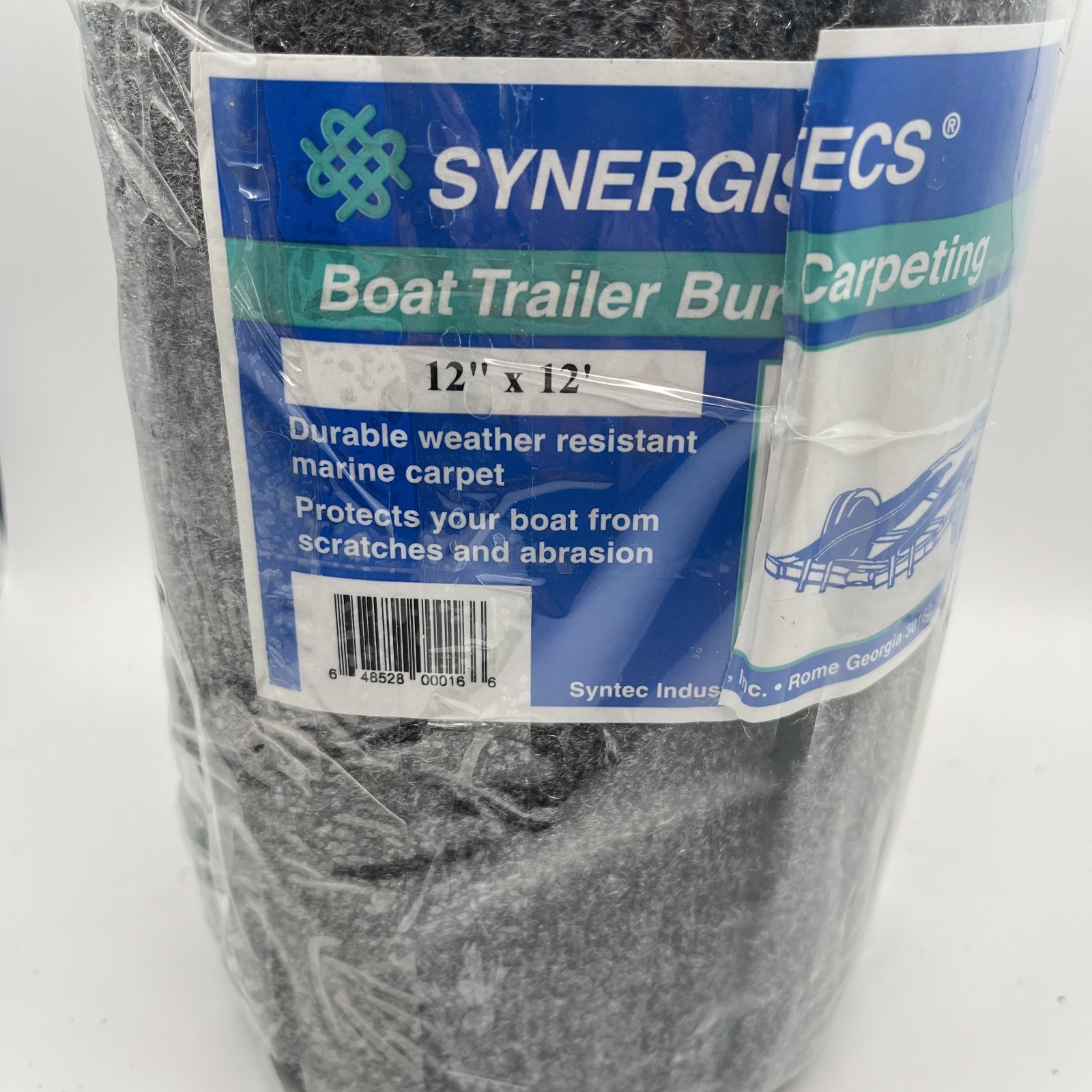 Syntec 12" x 12' Charcoal Trailer Bunk Carpeting for Boat Trailers - 16oz