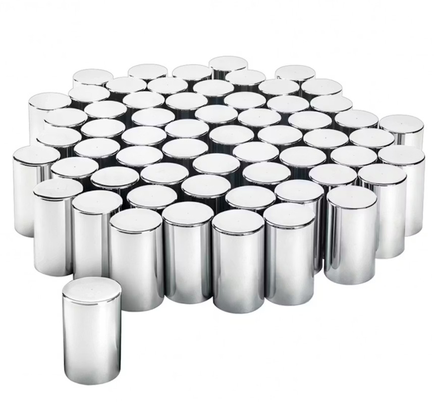 Chrome Plastic 33mm Cylinder Nut Cover 60 Pack