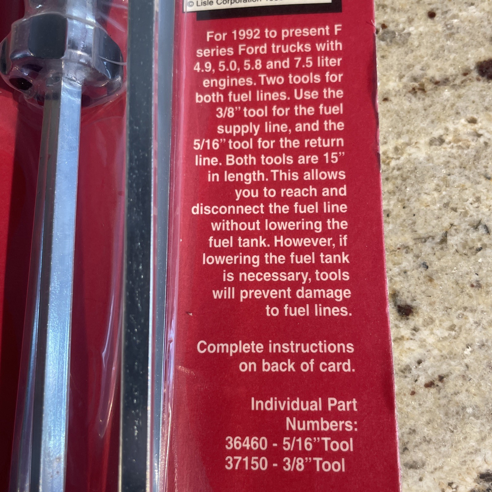 Lisle 15" Long FUEL Line Disconnect Tool Set Screwdriver Ford Truck 3/8" 5/16"