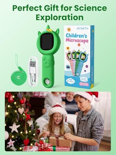 Acoath Microscope for Kids, Auto-Focus Handheld Digital Microscopes Green