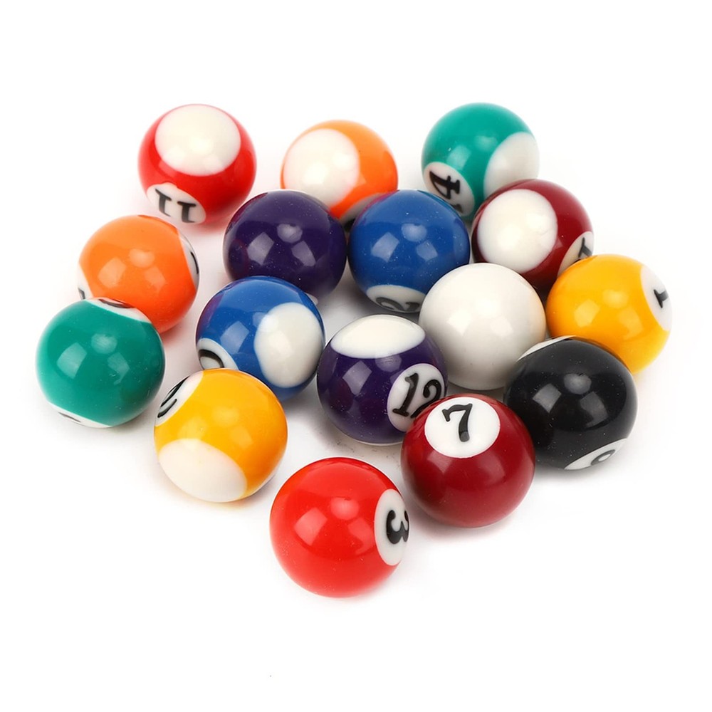 Mini Pool Balls 16Pcs, Smooth Mini Billiard Balls Set Polyester Resin, Lightw...