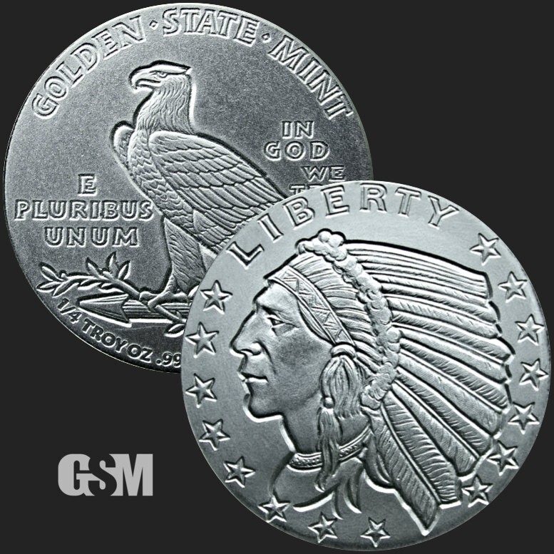 1/4 oz. Incuse Indian 1/4 oz .999 Fine Silver Fractional Round BU - IN STOCK!