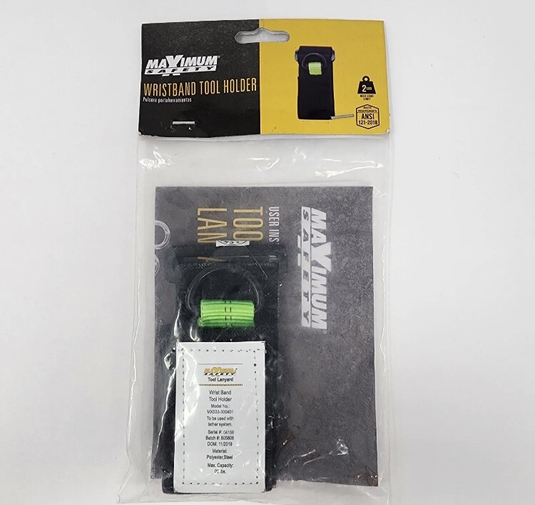 Maximum Safety Wristband Tool Holder, Tool Tethering Lanyard, 2 LB Load Limit