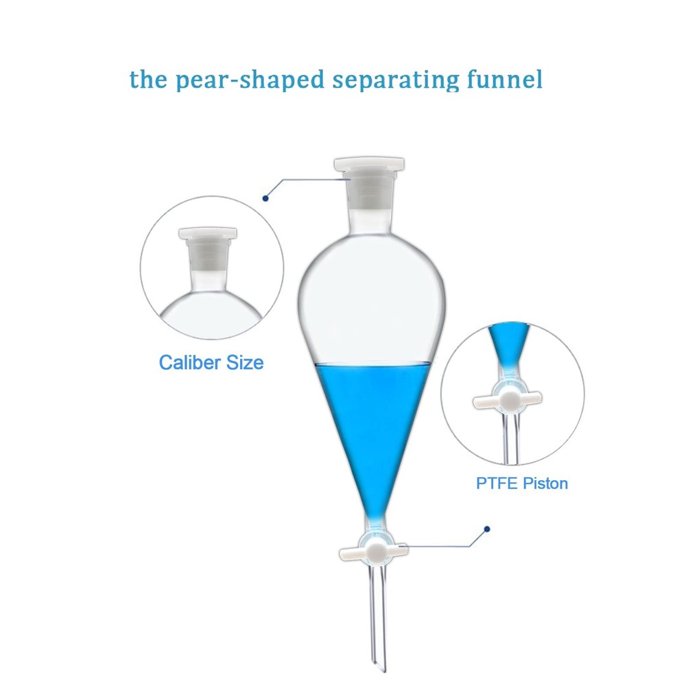 Borosilicate Glass 250ML Separating Funnel Heavy Wall Conical Clear