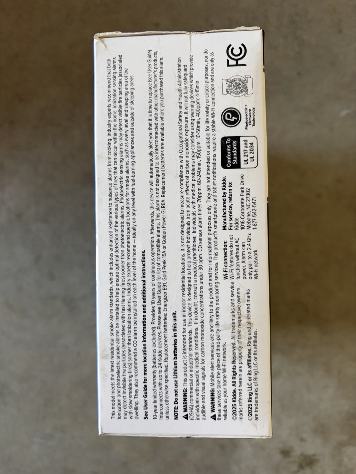 Kidde Smart Smoke Carbon Monoxide Detector Ring App Hardwired AA Backup Alarm