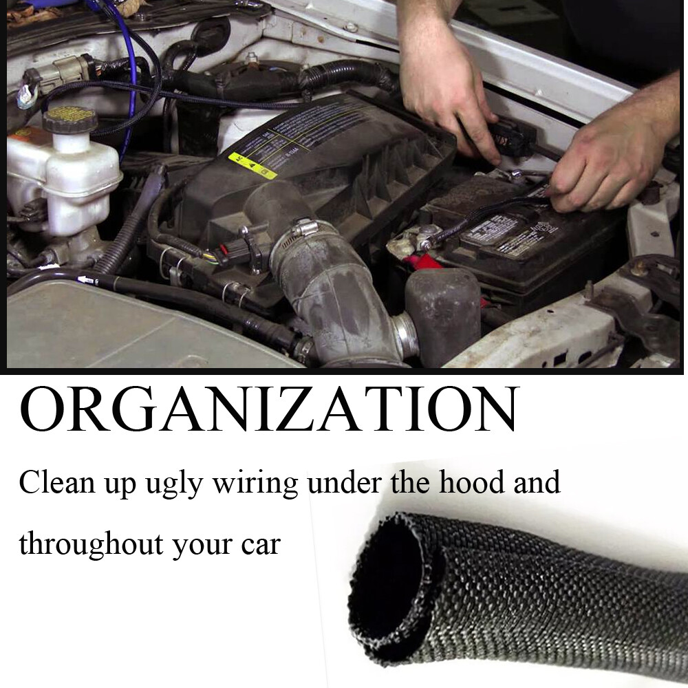 Braided Split-Sleeve Wire Loom for High-Temperature Auto Cable Harness Wrapping