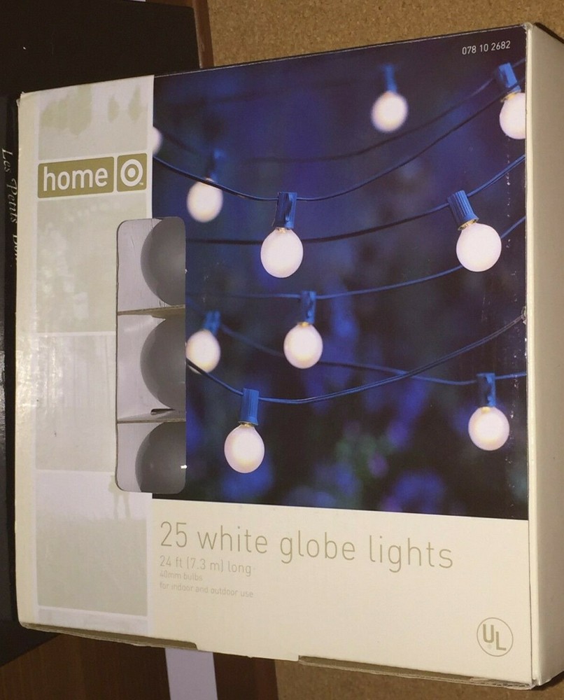 Target  White Globe 25 Bulb String Lights Set Indoor & Outdoor