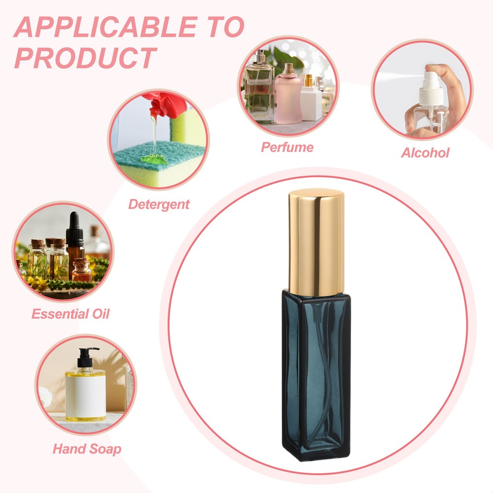 5 Pcs 10ml Fine Mist Bottles Empty Mini Spray Bottles (Gradient Blue/Gold)