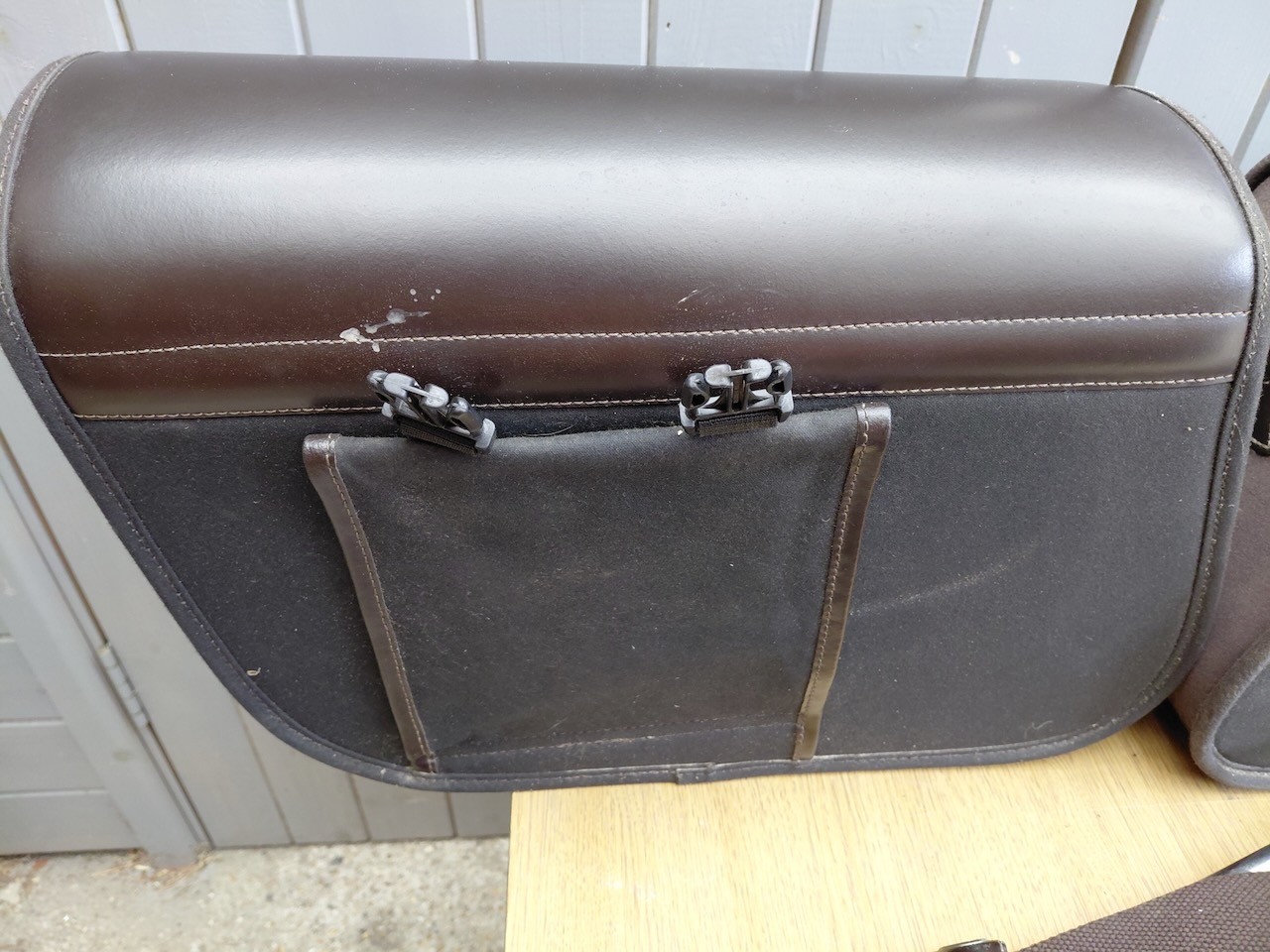 Triumph Bonneville T120 T100 Leather Waxed Luggage Panniers + Rails Brown