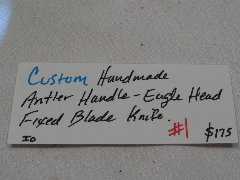 Custom Handmade Antler Handle Eagle Head Fixed Blade Knife. #1