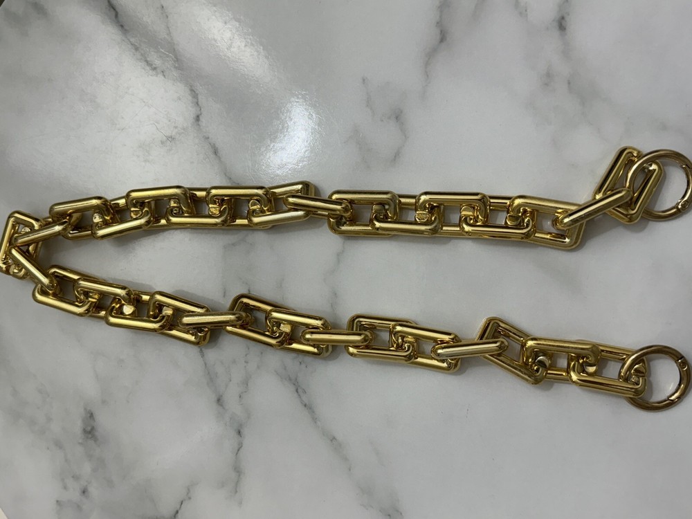 Chunky statement chain Bag strap gold square 60cm shoulder baguette pochette