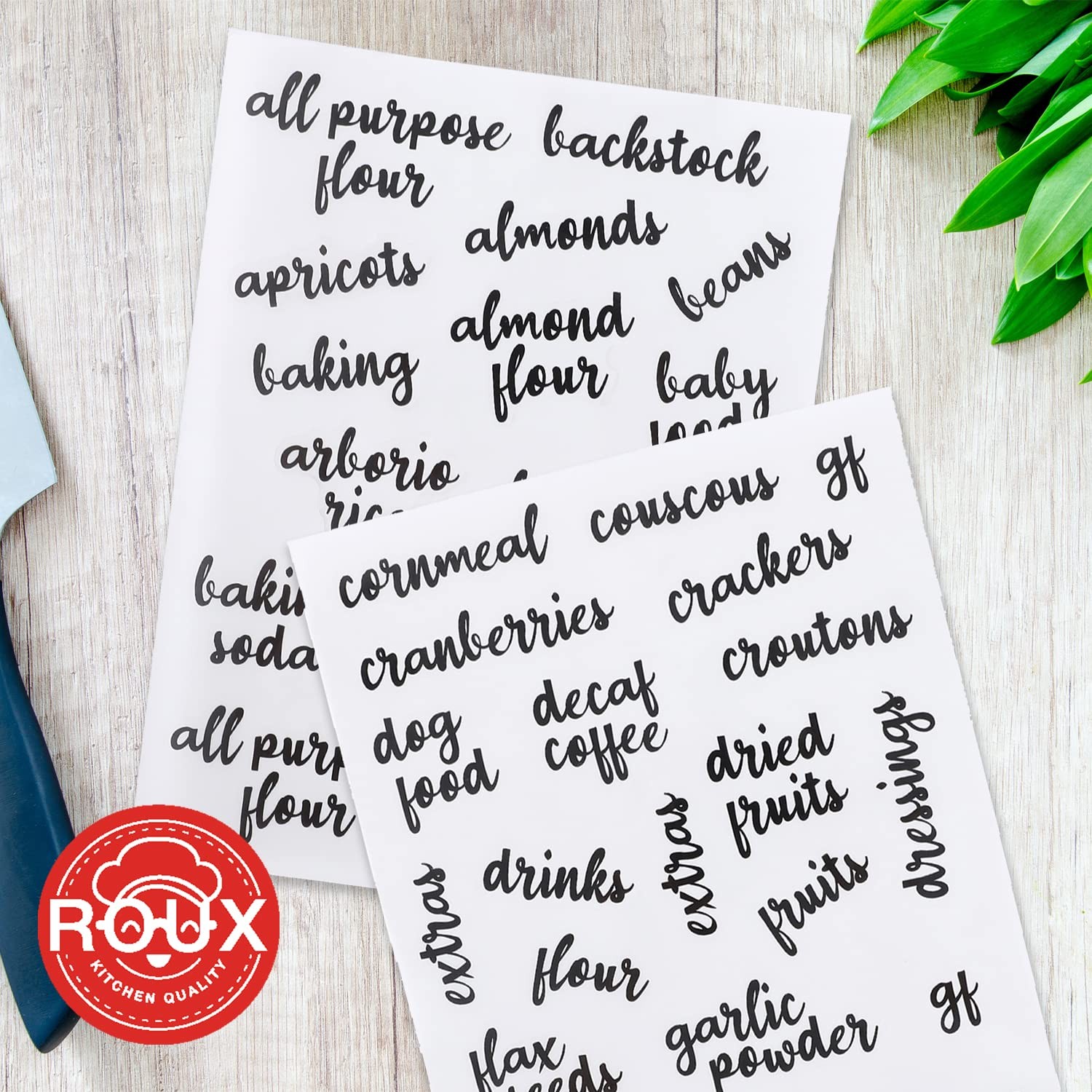 Kitchen Pantry Labels for Food Storage Containers, Set of large, Multicolor