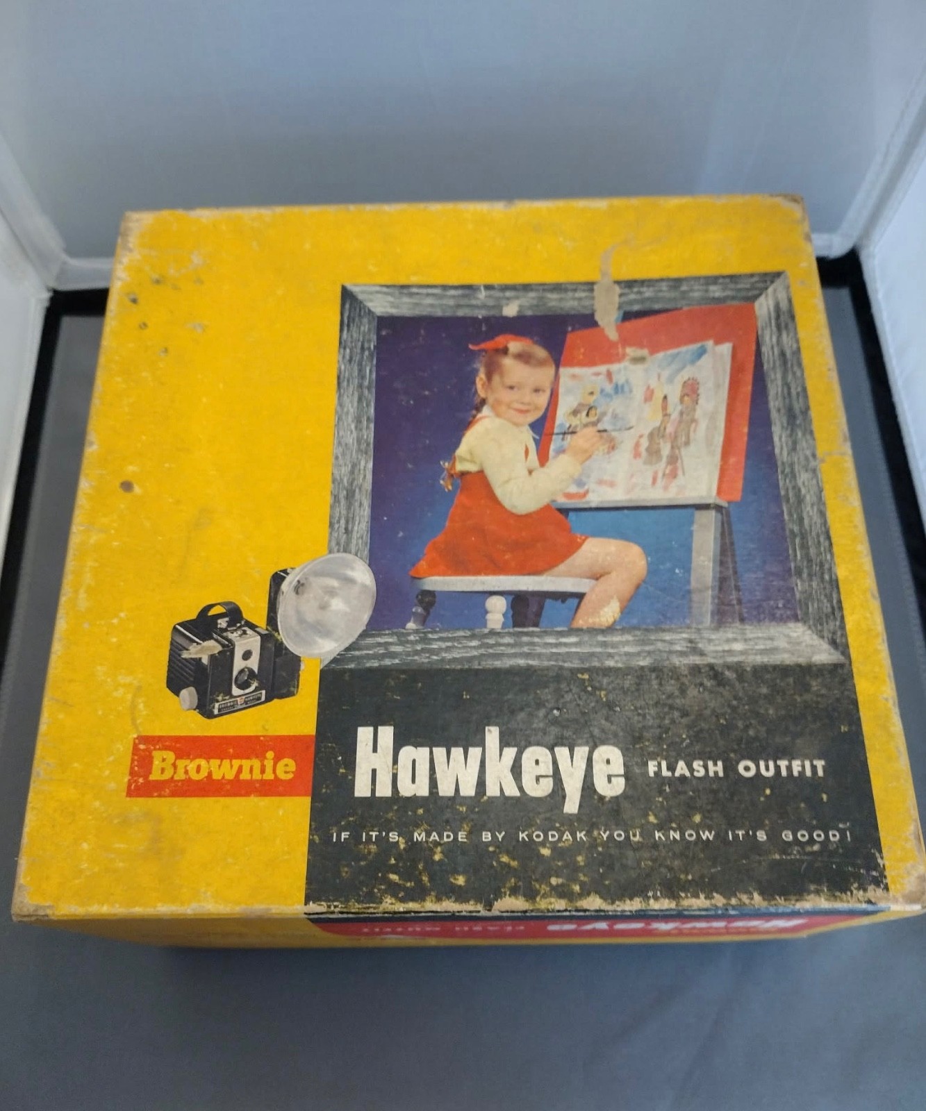 Vintage Kodak Brownie Hawkeye Flash Outfit Model Camera w/Original Box