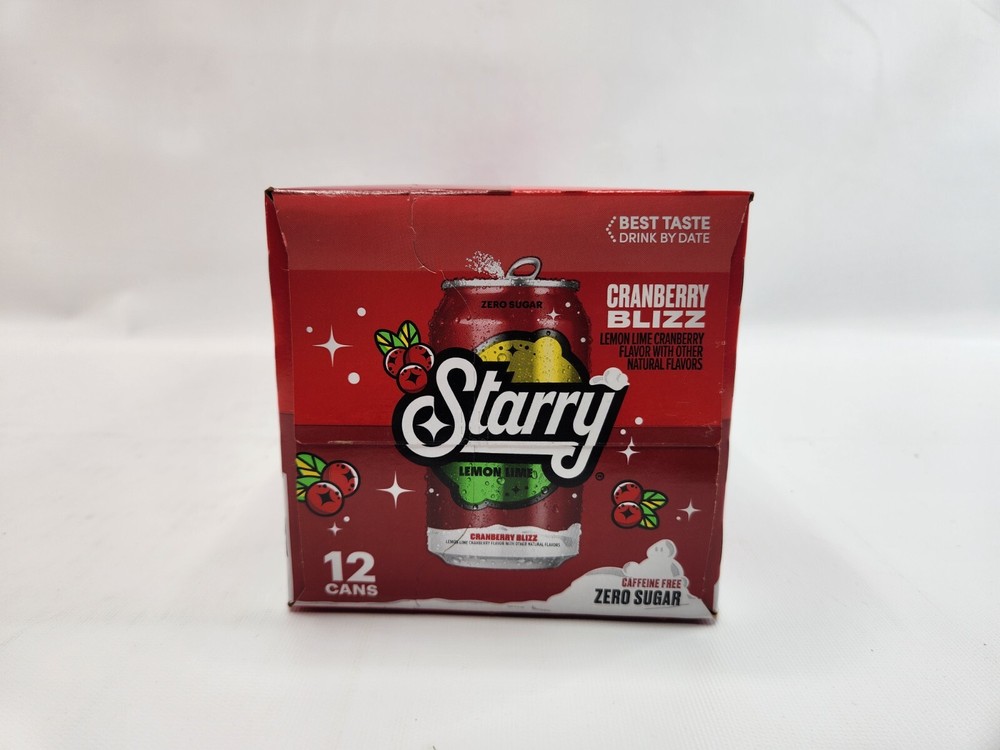 12 Pack Starry Cranberry Blizz Lemon Lime Zero Sugar Soda